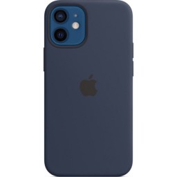 Back Silicon Cover Apple logo Iphone 12 Mini Blue