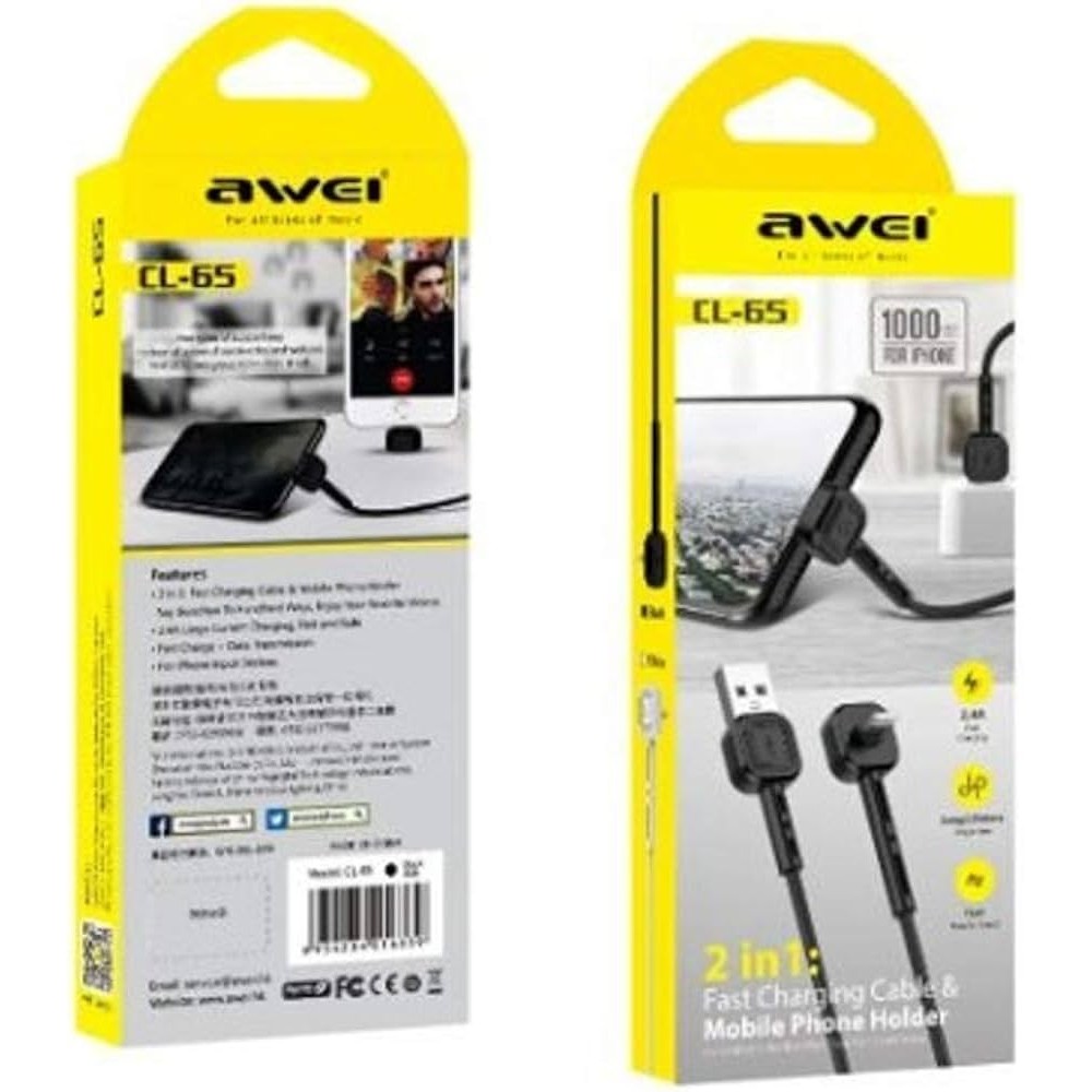 Awei Fast Charging Lightning Cable 2in1 CL-65