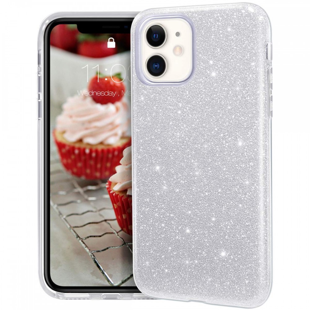 Glitter Back Cover Σιλικόνης Ασημί (iPhone 11 Pro)