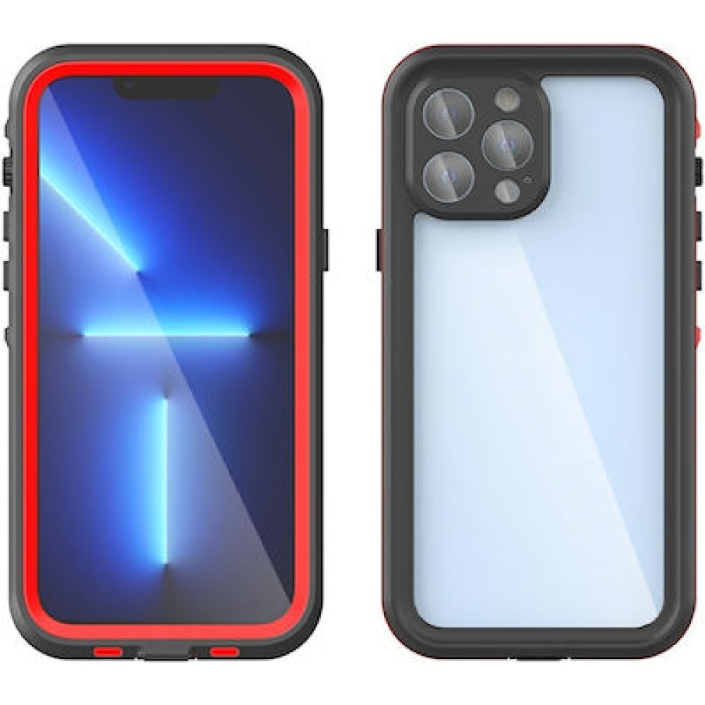 Redpepper 360 Full Cover Πλαστικό Αδιάβροχη Black/Red (iPhone 13 Pro Max)