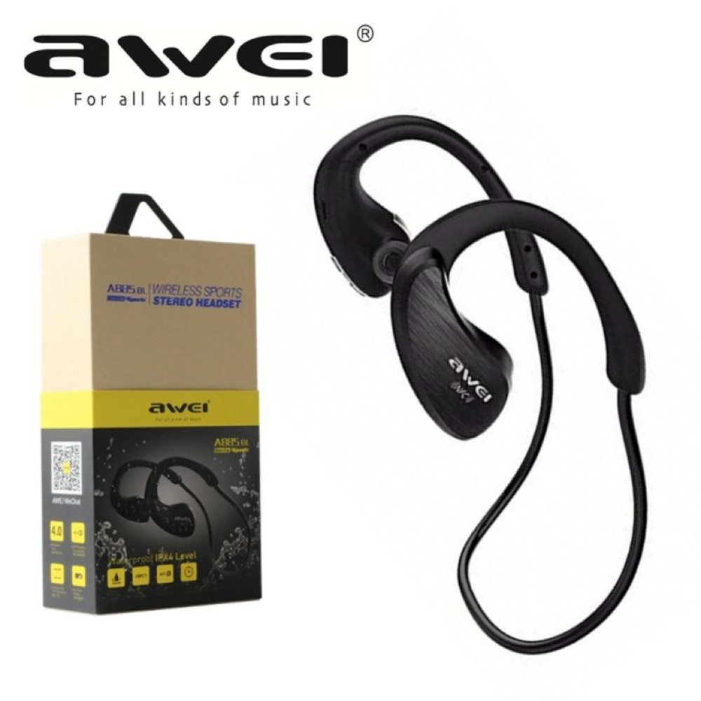 Ακουστικό Bluetooth Awei A885BL HiFi Music Sport Earphones IPX4 Waterproof, σε μαύρο χρώμα